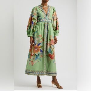 Farm Rio Green Bright Yard Maxi Dress